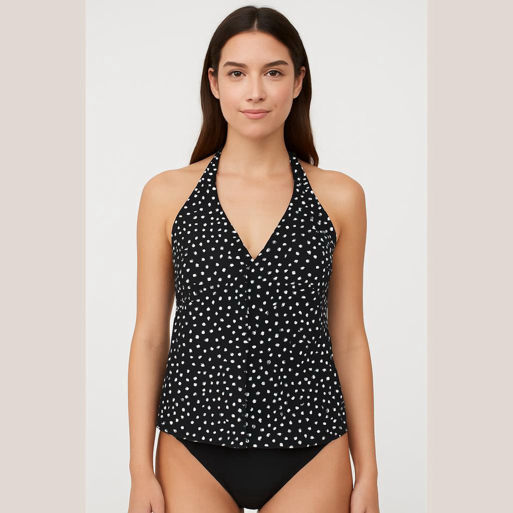 Lands' End Polka Dot Halter Swim Top Size 8
